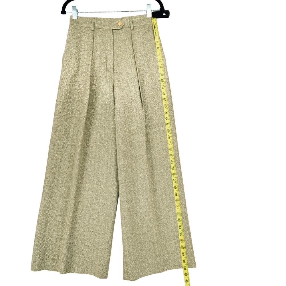 Vtg Escada Margaretha Ley Pant 26/27 Women Gold Metallic Wide Leg Pleats Germany - Picture 8 of 13